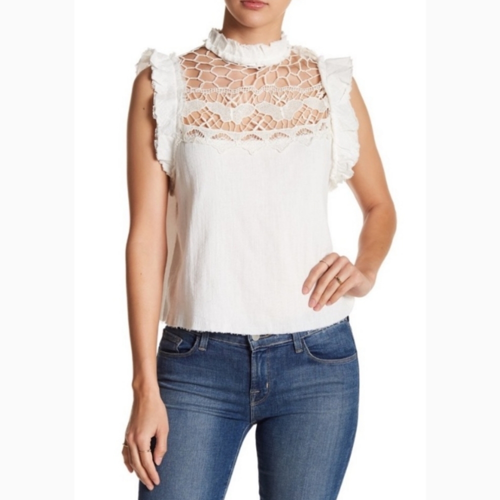 Free People Simply Smiles‎ White Cotton Top